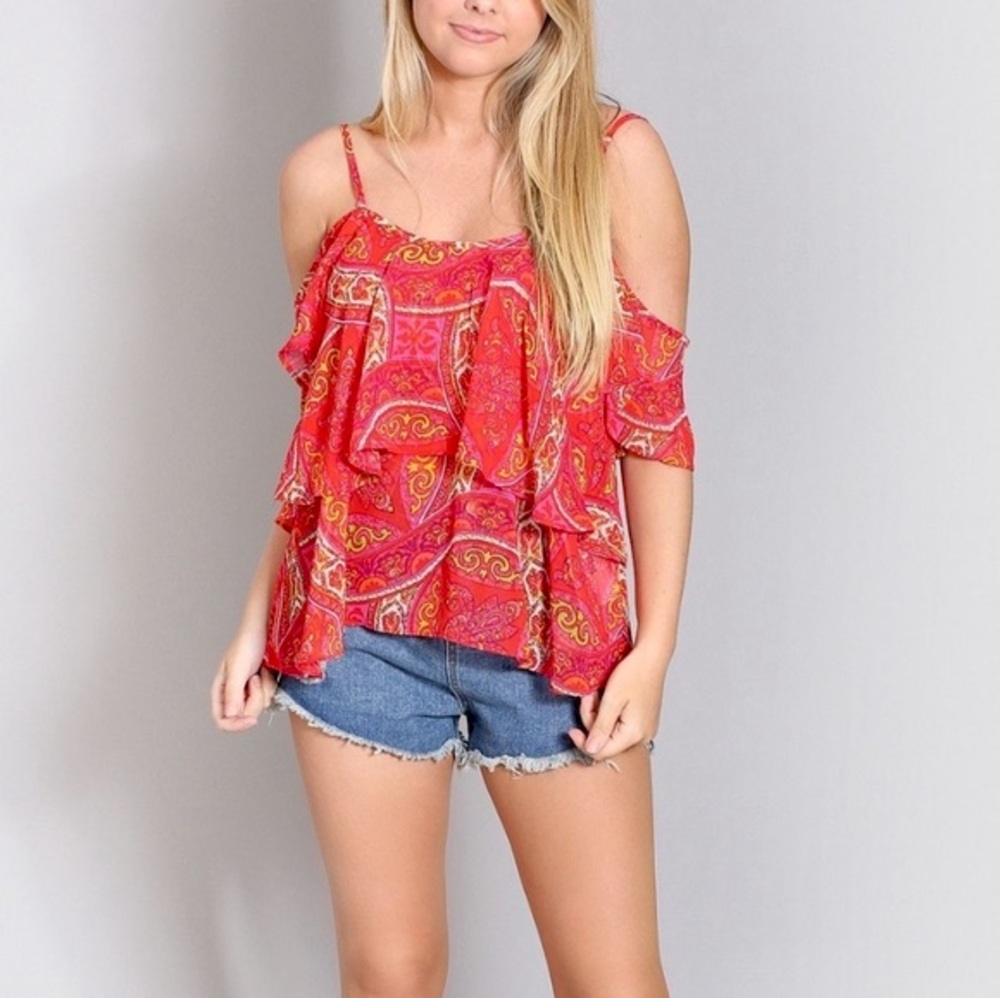 Show me your mumu pink colada romance ruffle tank